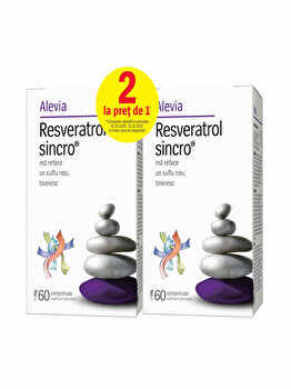 Supliment alimentar Alevia Resveratrol sincro, 60 comprimate + 60 comprimate