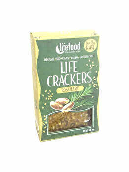 Biscuiti Bio si fara gluten Lifefood Lifecrackers cu aroma de Rozmarin, 90 g