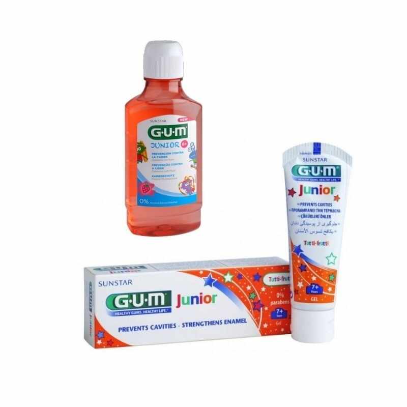 Pachet Promo Apa de gura Gum Junior Rinse + Pasta de dinti Gum Junior 7 -12 ani