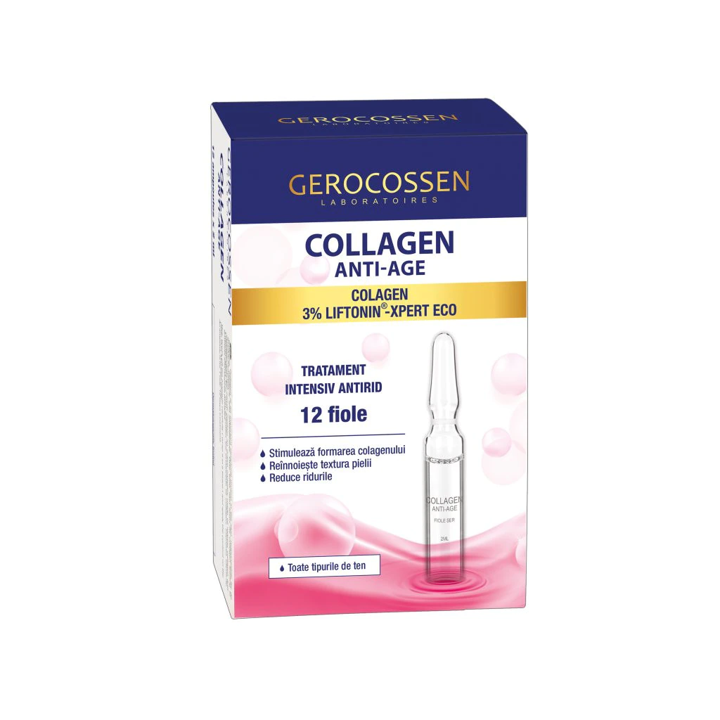 Fiole tratament antirid intensiv Collagen Anti-Age, 12 fiole x 2ml, Gerocossen