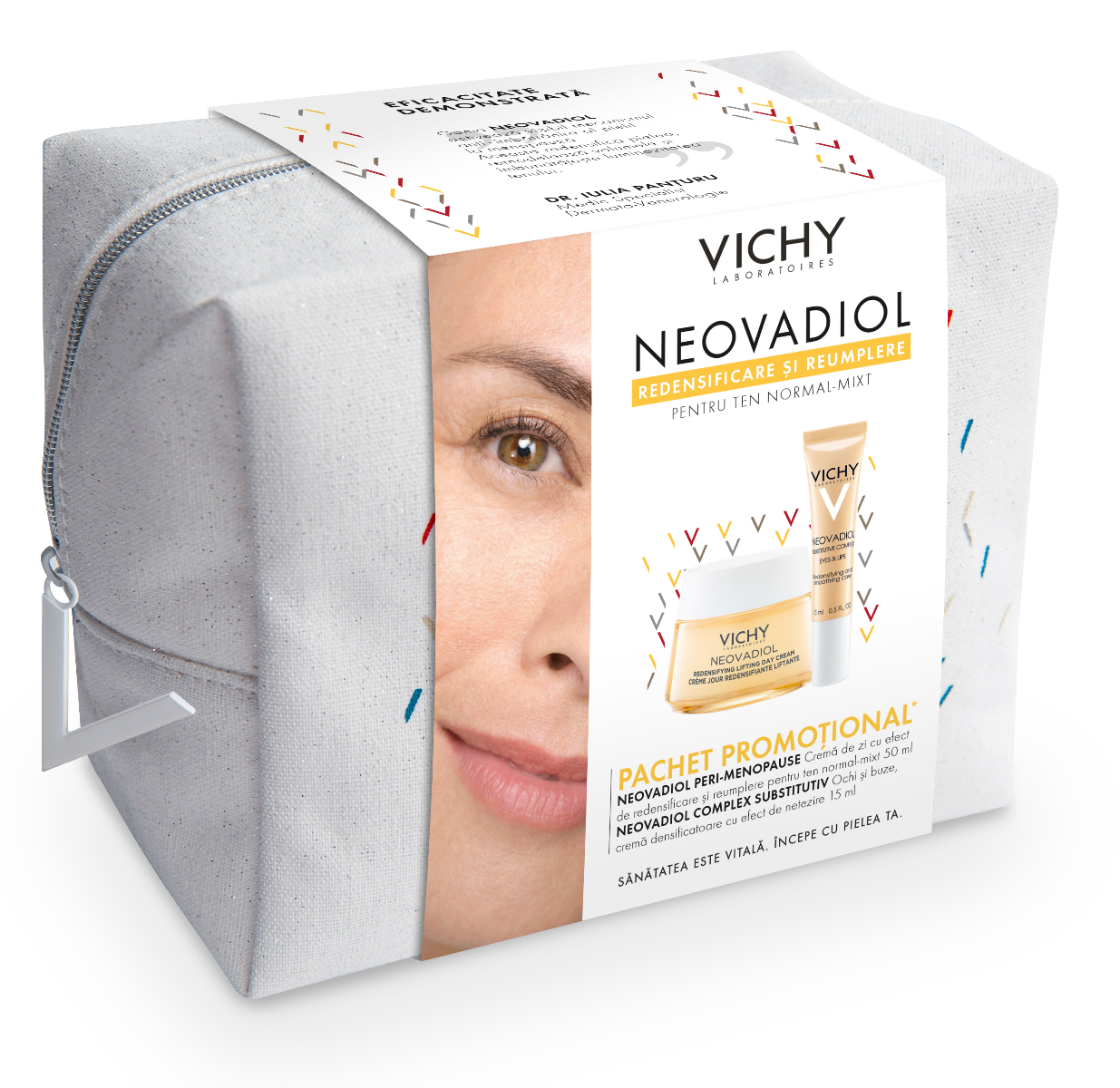 Pachet Promotional Neovadiol Peri-Menopauza pentru ten normal-mixt 50ml + Crema contur ochi si buze Neovadiol 15ml, Vichy
