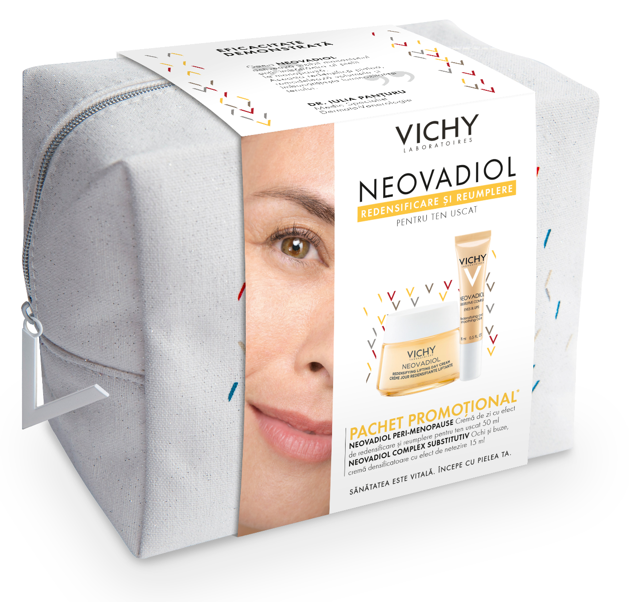 Pachet Promotional Neovadiol Peri-Menopauza pentru ten uscat 50ml + Crema contur ochi si buze Neovadiol 15ml, Vichy