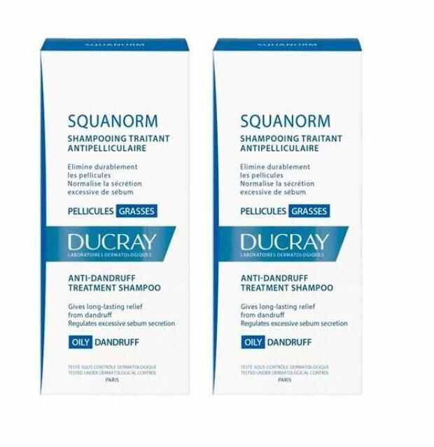 Pachet Sampon pentru matreata grasa Squanorm 1 + 50% reducere la al doilea produs, 2 x 200ml, Ducray