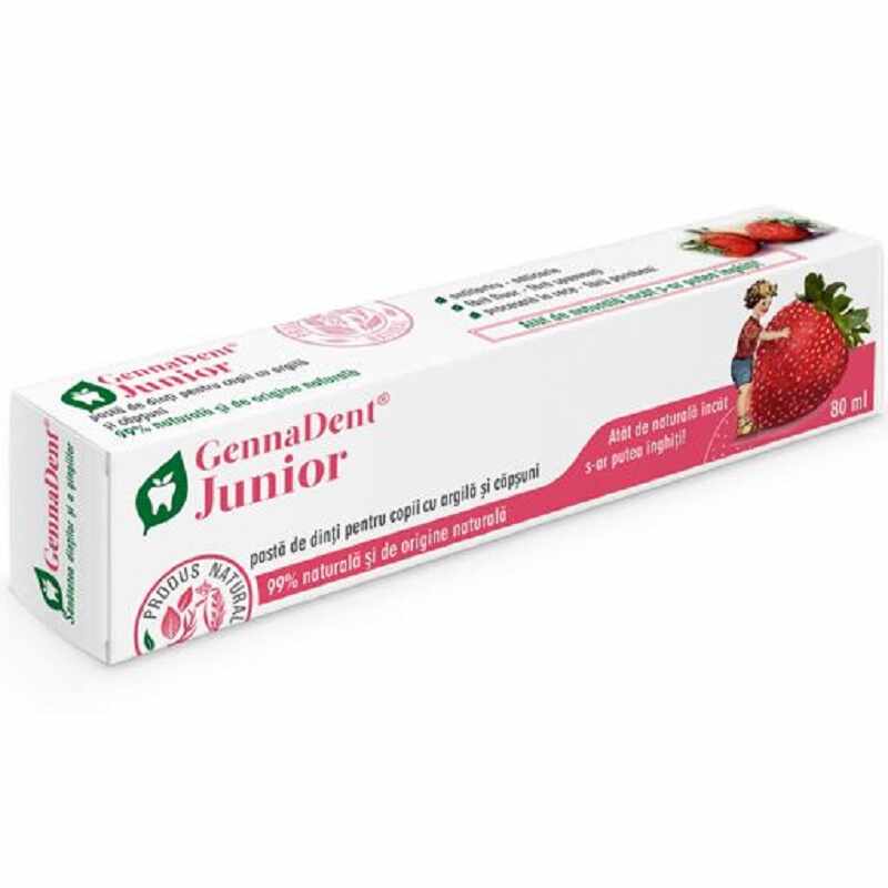 Pasta de dinti cu capsuni GennaDent Junior, 80ml, VivaNatura