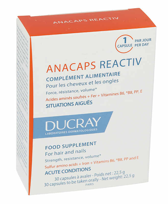 Anacaps Reactiv pentru par si unghii, 30 capsule, Ducray