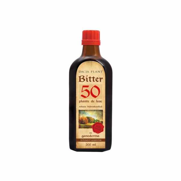 Bitter 50 plante cu ganoderma, 200 ml, Dacia Plant
