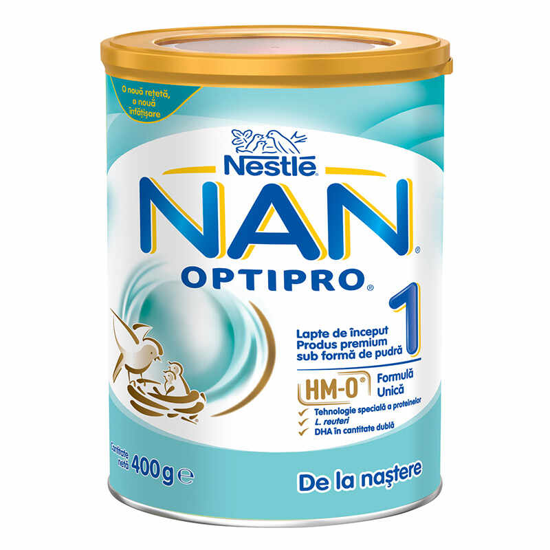 Lapte praf Nan 1 Optipro HM-O Premium, incepand de la nastere, 400 g, Nestle