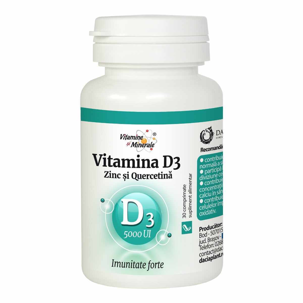 Vitamina D3 5000UI Zinc si Quercetina 30 comprimate