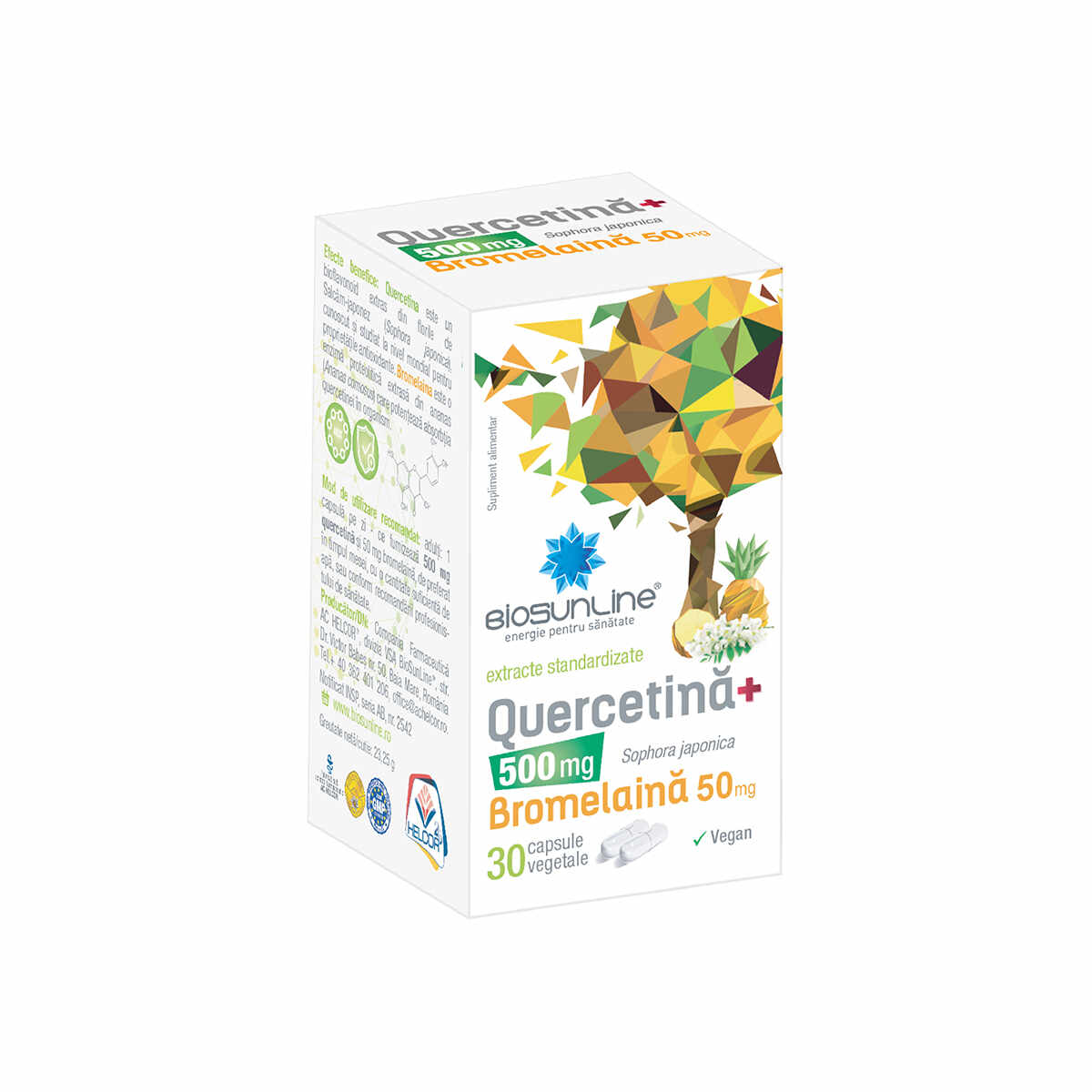 Quercetina 500mg + Bromelaina 50mg, 30 capsule vegetale, BioSunLine