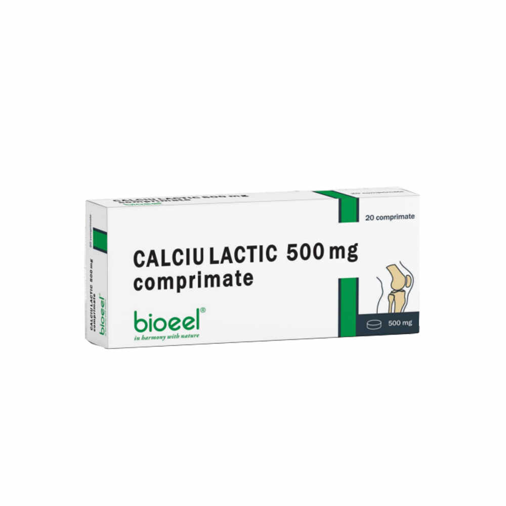 Calciu lactic 500mg, 20 comprimate, Bioeel