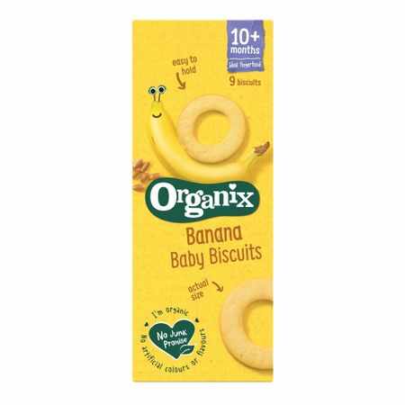 Biscuiti organici cu banane pentru bebelusi +10 luni, 54g, Organix