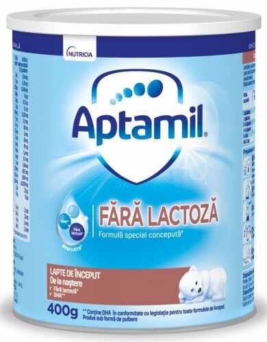 Lapte praf Aptamil fara lactoza, incepand de la nastere, 400 g, Nutricia