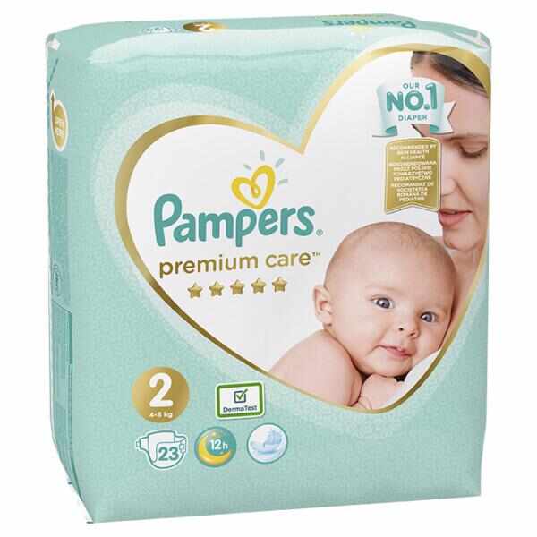 Scutece pentru bebelusi, Premium Care 2, 4-8 kg, 23 bucati, Pampers