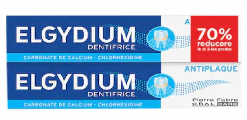 Pachet Pasta de dinti antiplaca 75ml la 1+ 70% reducere la al doilea produs, Elgydium 
