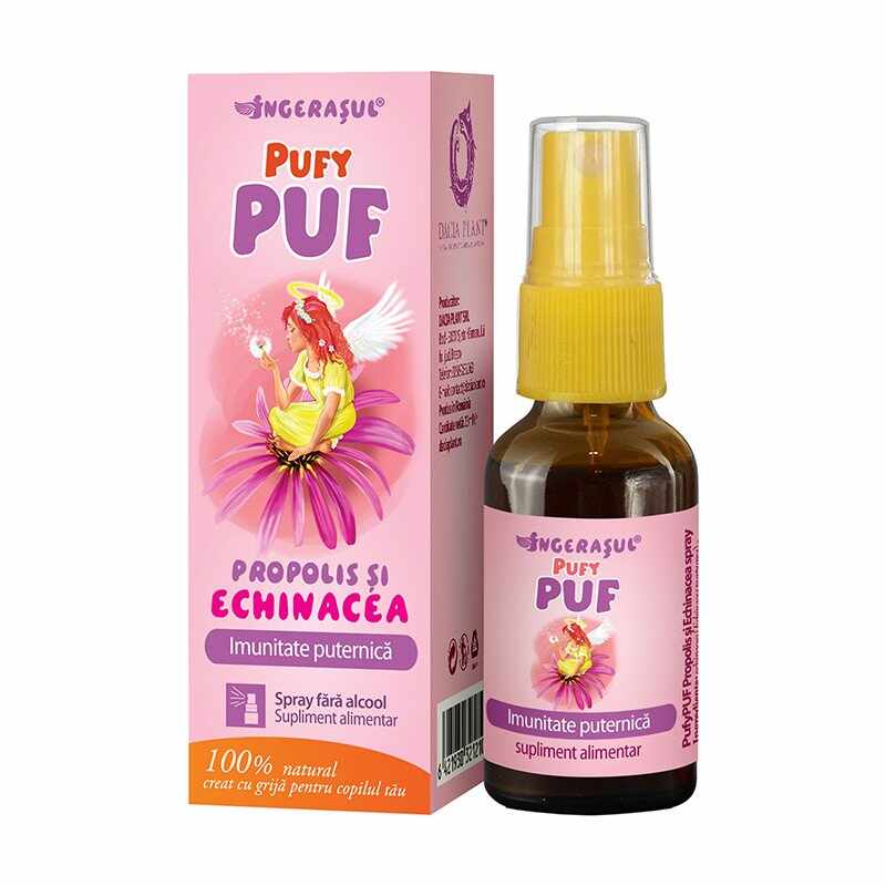 Ingerasul PufyPUF Propolis si Echinacea spray, 20 ml pentru mentinerea sanatatii aparatului respirator
