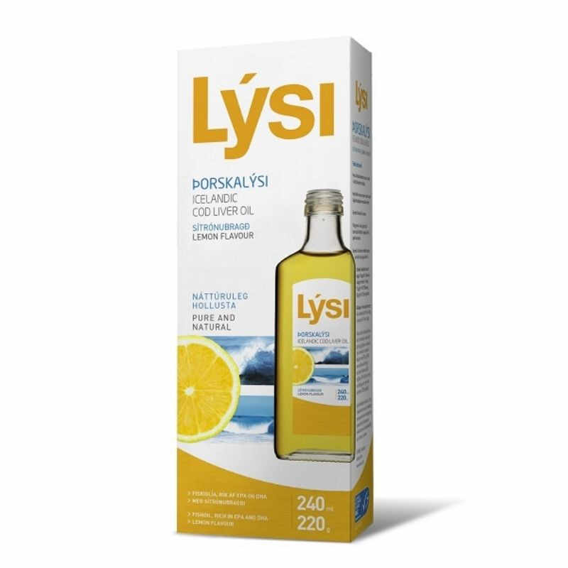 Ulei din ficat de cod Lysi, aroma naturala de lamaie, 240ml