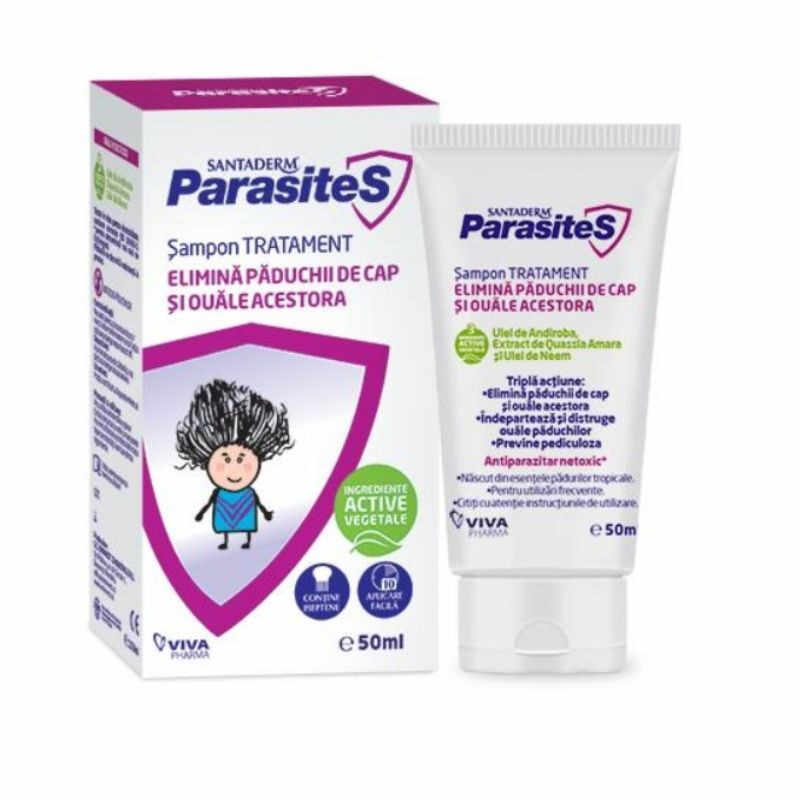 Santaderm Parasites sampon tratament paduchi, 50 ml