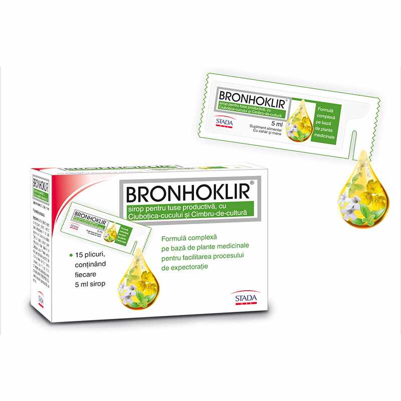 Bronhoklir, 15plicuri *5 ml sirop pentru tuse productiva