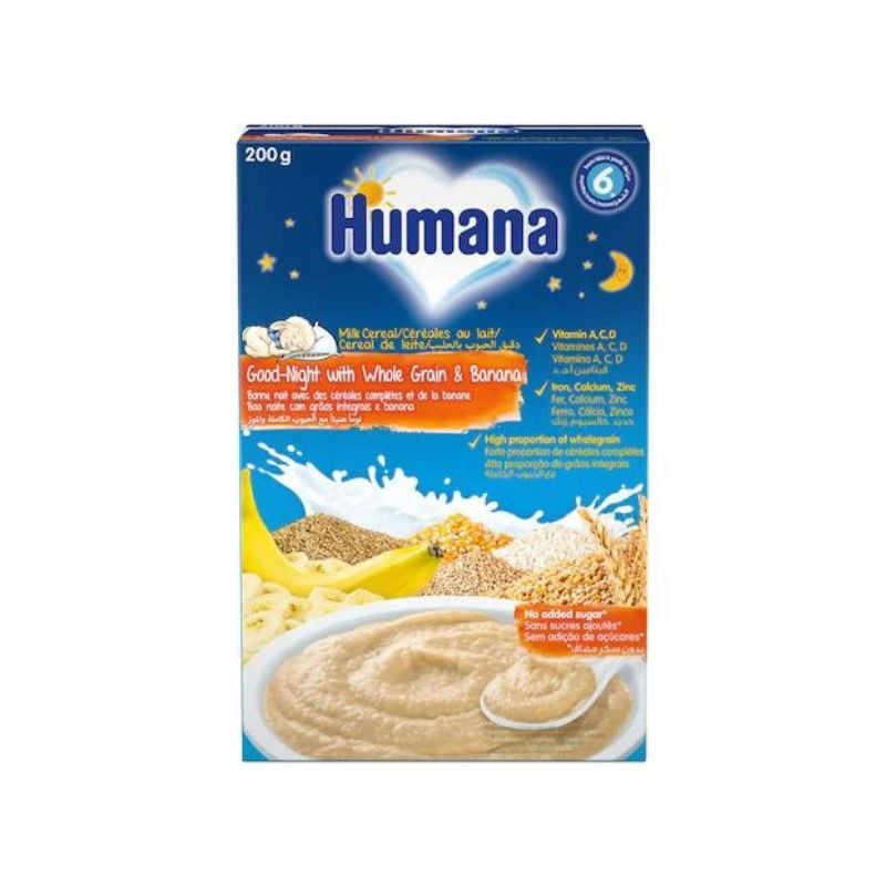 HUMANA Cereale Noapte Buna cu lapte, cereale integrale si banane, 200g